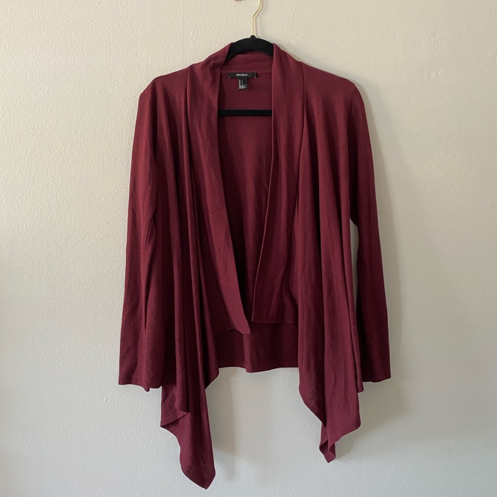 Forever 21 burgundy cardigan size small